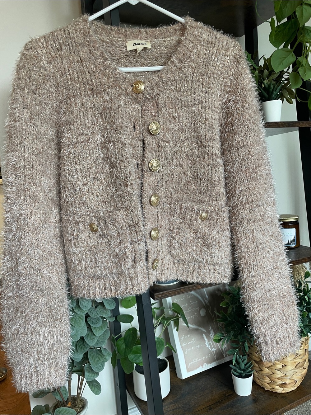 L'AGENCE Una Cardigan in Dusty Pink Multi